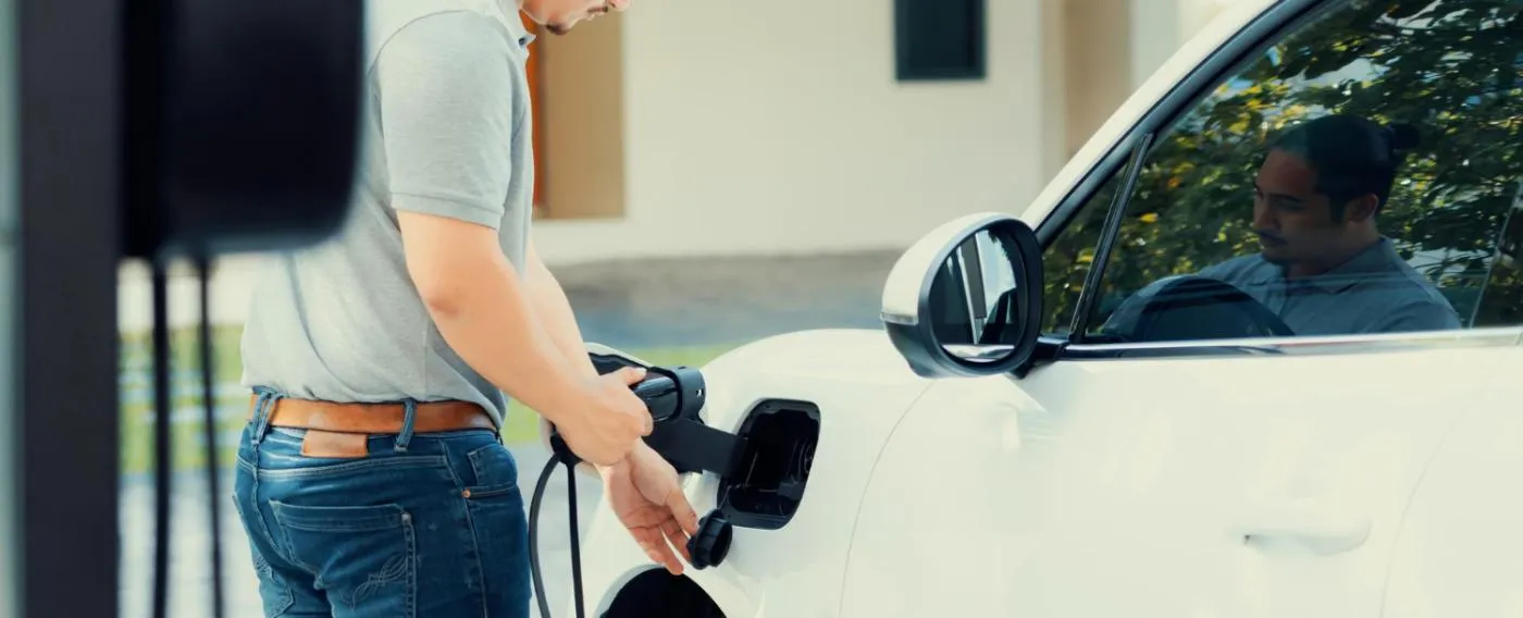 A residential EV charger installed on the side of a house in North Carolina